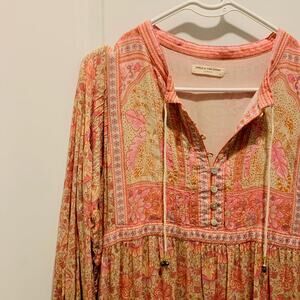 Spell and the gypsy poinciana cotton candy long sleeve peasant cottagecore dress